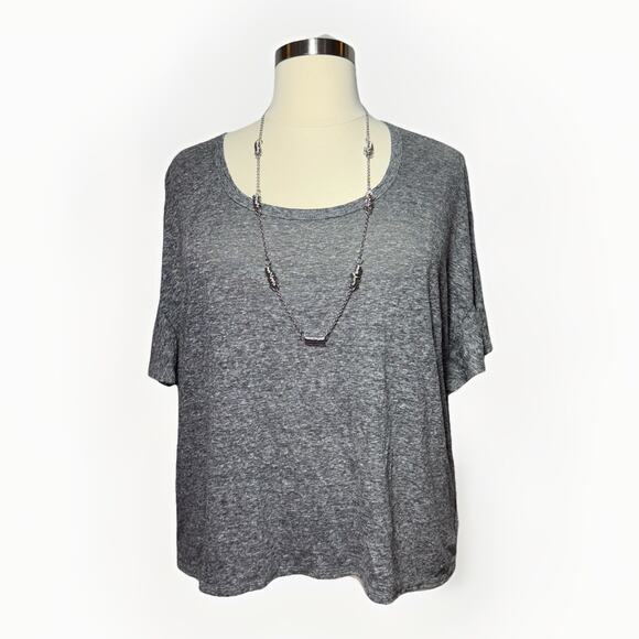 Old Navy T-Shirt Women’s XXL Gray Linen Blend Ruffle Sleeve Top NWT - Picture 1 of 8